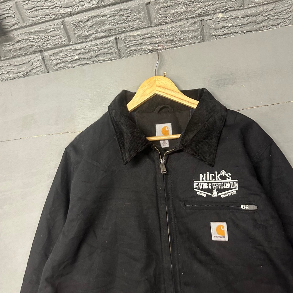 Carhartt Detroit Jacket Mens XL Tall Black Duck Canvas Blanket Lined‎ J001 BLK